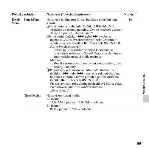 Sony ICD-PX312M - ICD-PX312M Consignes d&rsquo;utilisation Tch&egrave;que