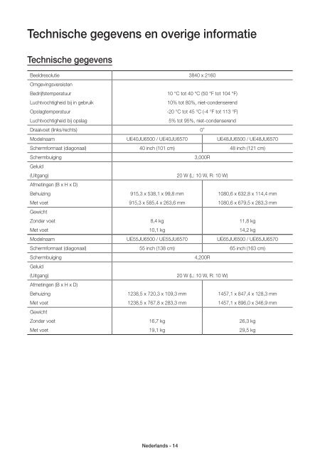 Samsung TV LED 55&quot;, UHD, 1100 PQI &ndash; UE55JU6570 (UE55JU6570UXZF ) - Guide rapide 13.92 MB, pdf, Anglais, N&Eacute;ERLANDAIS, Fran&ccedil;ais, ALLEMAND