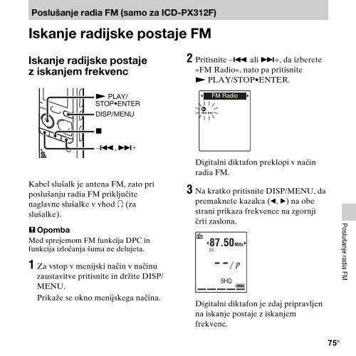 Sony ICD-PX312M - ICD-PX312M Consignes d&rsquo;utilisation Slov&eacute;nien