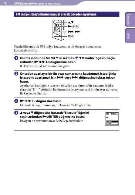 Sony ICD-UX523F - ICD-UX523F Consignes d&rsquo;utilisation Turc