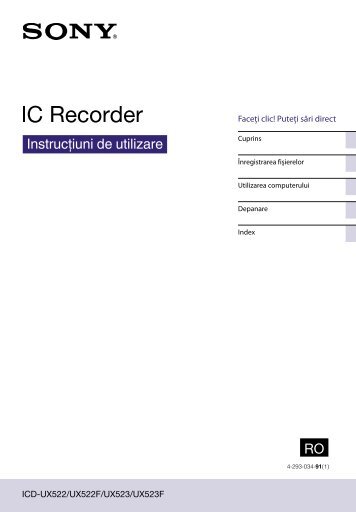 Sony ICD-UX523F - ICD-UX523F Consignes dâutilisation Roumain