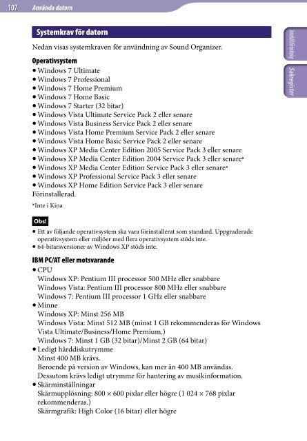 Sony ICD-UX523F - ICD-UX523F Consignes d&rsquo;utilisation Su&eacute;dois