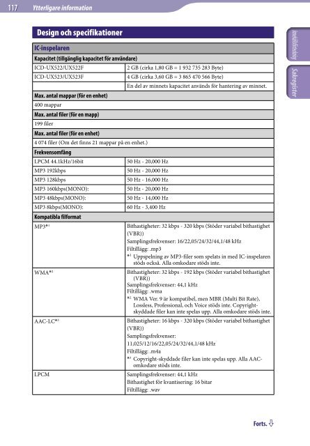 Sony ICD-UX523F - ICD-UX523F Consignes d&rsquo;utilisation Su&eacute;dois