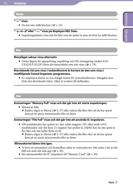 Sony ICD-UX523F - ICD-UX523F Consignes d&rsquo;utilisation Su&eacute;dois