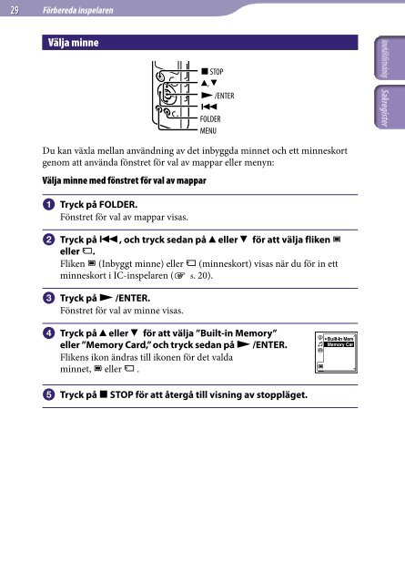 Sony ICD-UX523F - ICD-UX523F Consignes d&rsquo;utilisation Su&eacute;dois