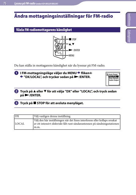 Sony ICD-UX523F - ICD-UX523F Consignes d&rsquo;utilisation Su&eacute;dois