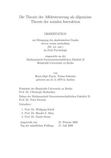 Die Theorie der Affektsteuerung als allgemeine ... - Tobias Schröder