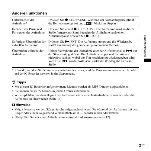 Sony ICD-UX300F - ICD-UX300F Consignes d&rsquo;utilisation Allemand