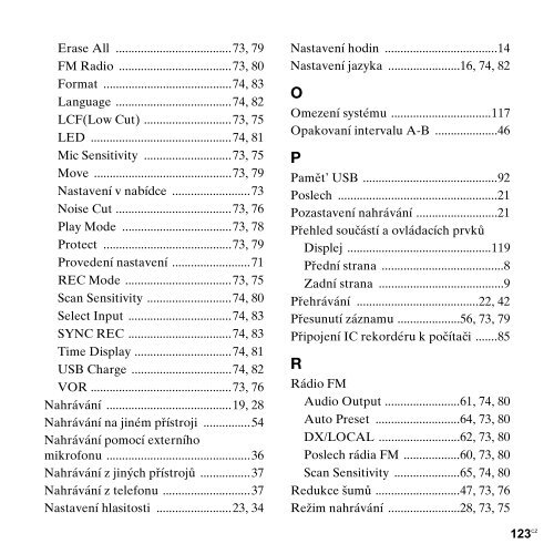 Sony ICD-UX300F - ICD-UX300F Consignes d&rsquo;utilisation Tch&egrave;que