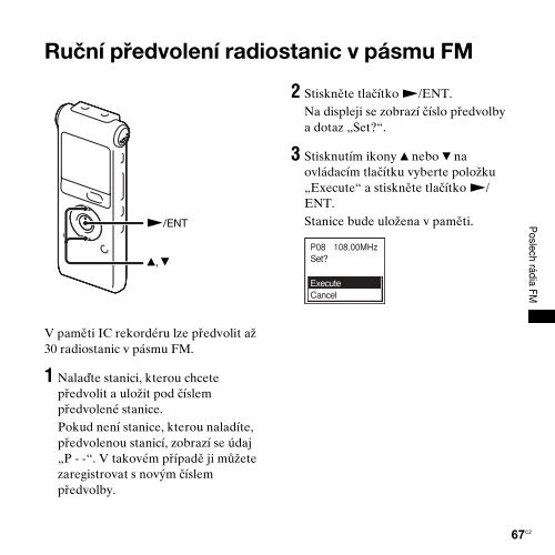 Sony ICD-UX300F - ICD-UX300F Consignes d&rsquo;utilisation Tch&egrave;que