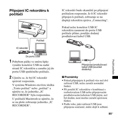 Sony ICD-UX300F - ICD-UX300F Consignes d&rsquo;utilisation Tch&egrave;que