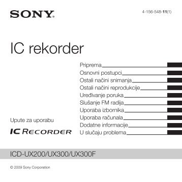 Sony ICD-UX300F - ICD-UX300F Mode d'emploi Croate