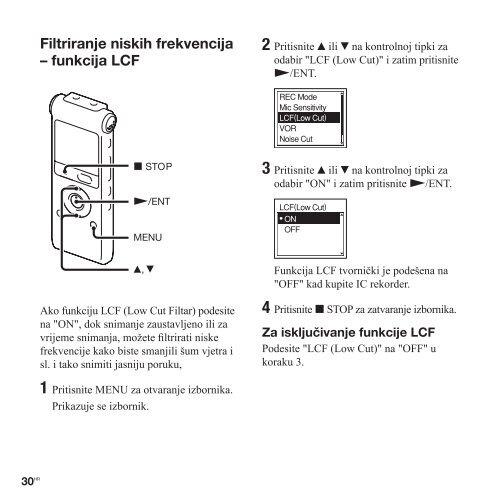 Sony ICD-UX300F - ICD-UX300F Mode d'emploi Croate