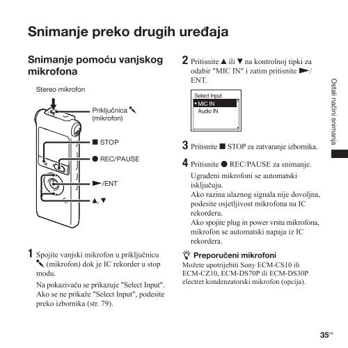 Sony ICD-UX300F - ICD-UX300F Mode d'emploi Croate