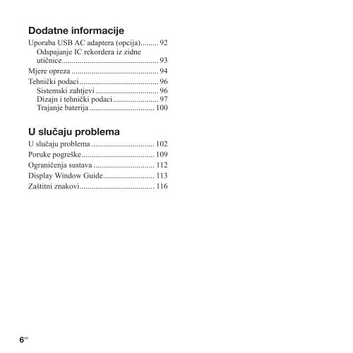 Sony ICD-UX300F - ICD-UX300F Mode d'emploi Croate