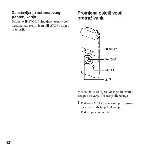 Sony ICD-UX300F - ICD-UX300F Mode d'emploi Croate