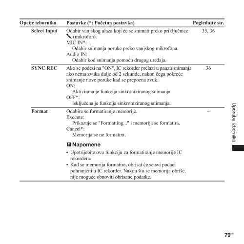 Sony ICD-UX300F - ICD-UX300F Mode d'emploi Croate