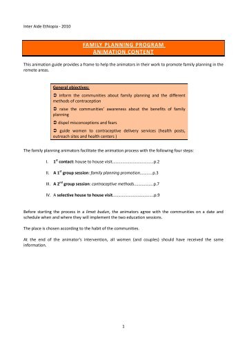 FAMILY PLANNING PROGRAM ANIMATION CONTENT - Inter Aide