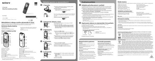 Sony ICD-PX232 - ICD-PX232 Guide de mise en route Slovaque