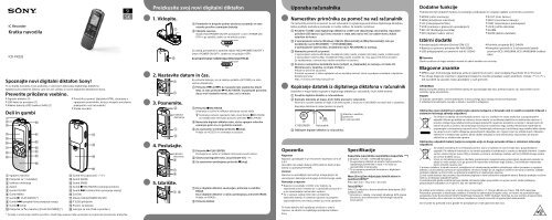 Sony ICD-PX232 - ICD-PX232 Guide de mise en route Slovaque