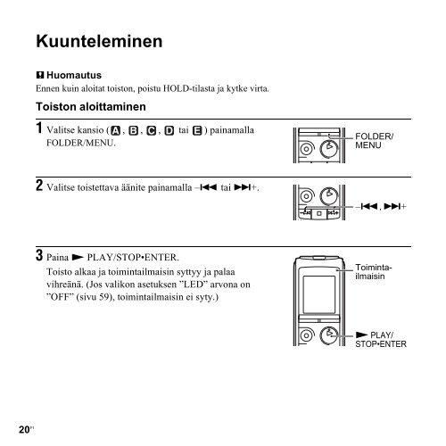 Sony ICD-PX820 - ICD-PX820 Consignes d&rsquo;utilisation Finlandais