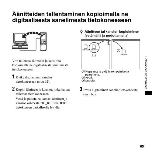 Sony ICD-PX820 - ICD-PX820 Consignes d&rsquo;utilisation Finlandais