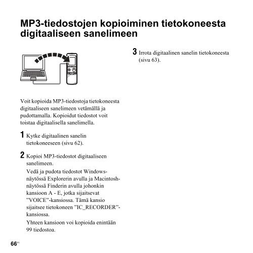 Sony ICD-PX820 - ICD-PX820 Consignes d&rsquo;utilisation Finlandais