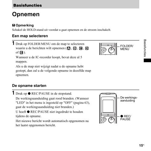 Sony ICD-PX820 - ICD-PX820 Consignes d&rsquo;utilisation N&eacute;erlandais