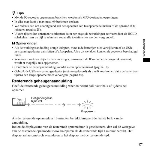 Sony ICD-PX820 - ICD-PX820 Consignes d&rsquo;utilisation N&eacute;erlandais