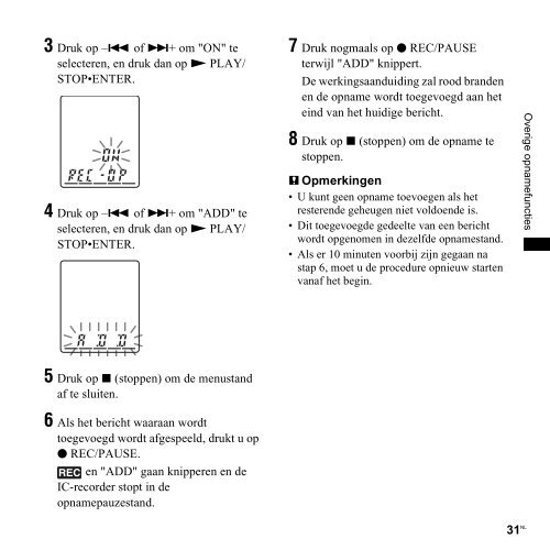 Sony ICD-PX820 - ICD-PX820 Consignes d&rsquo;utilisation N&eacute;erlandais