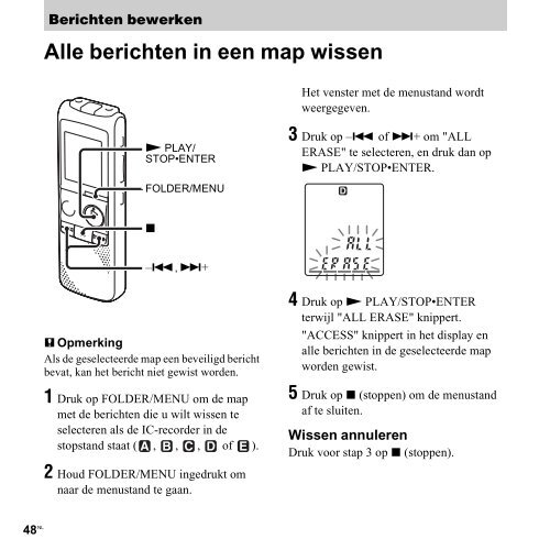 Sony ICD-PX820 - ICD-PX820 Consignes d&rsquo;utilisation N&eacute;erlandais