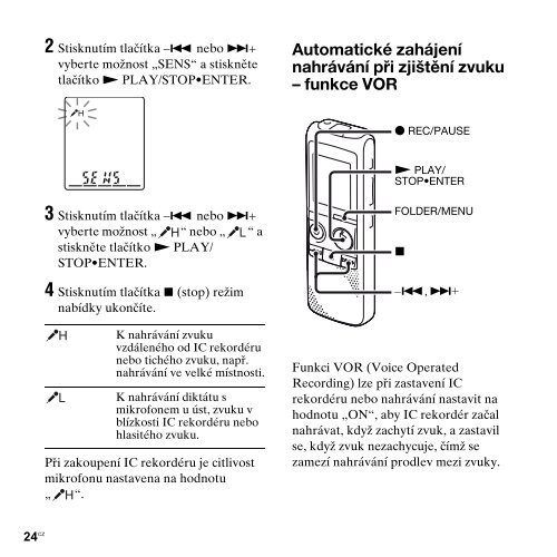 Sony ICD-PX820 - ICD-PX820 Consignes d&rsquo;utilisation Tch&egrave;que