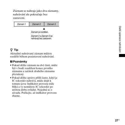 Sony ICD-PX820 - ICD-PX820 Consignes d&rsquo;utilisation Tch&egrave;que