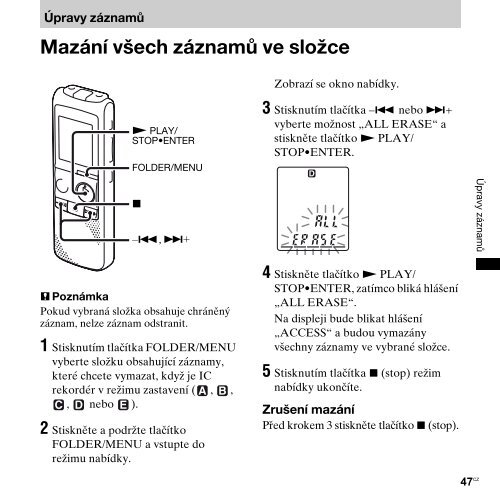 Sony ICD-PX820 - ICD-PX820 Consignes d&rsquo;utilisation Tch&egrave;que