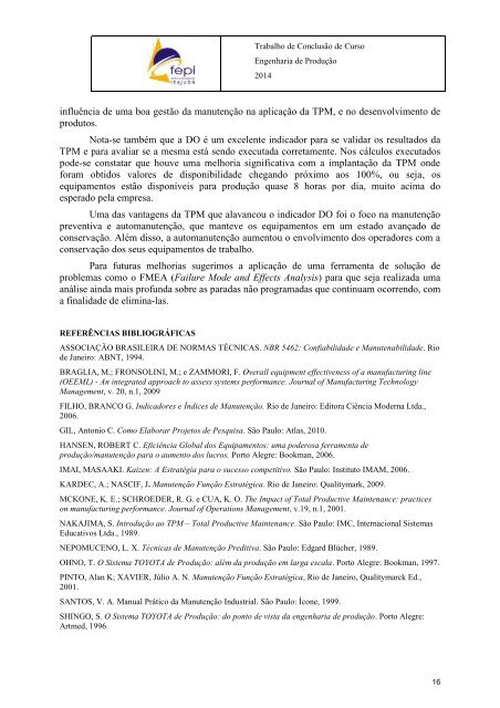 A Importância da Gestão de Manutenção em uma Oficina de Usinagem: Um estudo de caso de uma indústria de armamento do sul de Minas Gerais