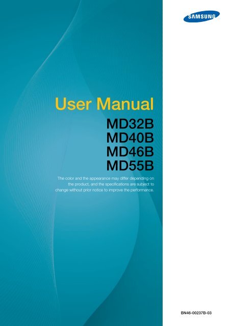 Samsung 32'' Moniteur LED MD32B usage standard (LH32MDBPLGC/EN ) - Manuel de l'utilisateur 12.59 MB, pdf, Anglais