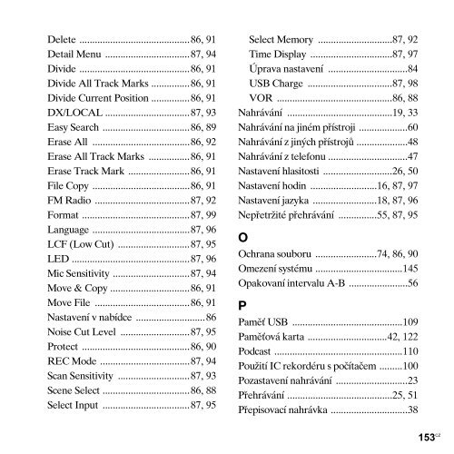 Sony ICD-AX412F - ICD-AX412F Consignes d&rsquo;utilisation Tch&egrave;que