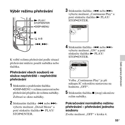 Sony ICD-AX412F - ICD-AX412F Consignes d&rsquo;utilisation Tch&egrave;que