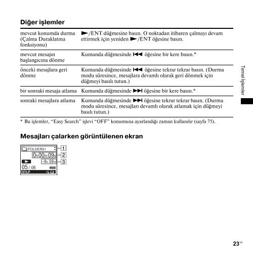 Sony ICD-UX300 - ICD-UX300 Consignes d&rsquo;utilisation Turc