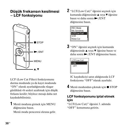 Sony ICD-UX300 - ICD-UX300 Consignes d&rsquo;utilisation Turc