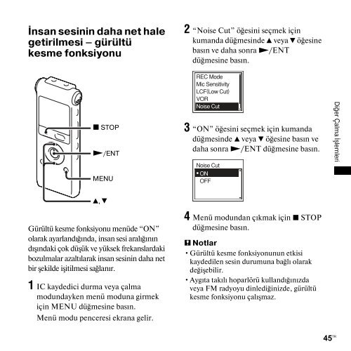 Sony ICD-UX300 - ICD-UX300 Consignes d&rsquo;utilisation Turc