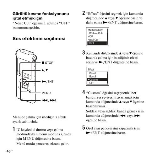 Sony ICD-UX300 - ICD-UX300 Consignes d&rsquo;utilisation Turc