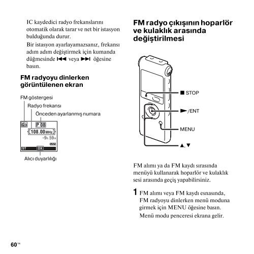 Sony ICD-UX300 - ICD-UX300 Consignes d&rsquo;utilisation Turc