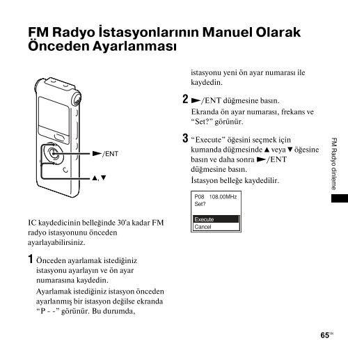 Sony ICD-UX300 - ICD-UX300 Consignes d&rsquo;utilisation Turc