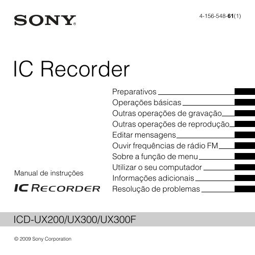 Sony ICD-UX300 - ICD-UX300 Consignes d&rsquo;utilisation Portugais