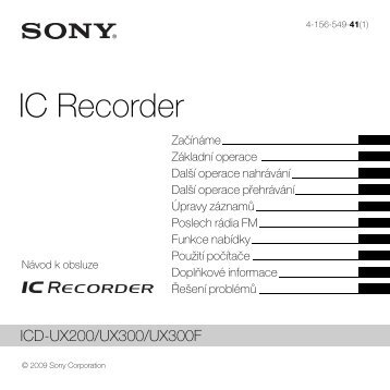 Sony ICD-UX300 - ICD-UX300 Consignes dâutilisation TchÃ¨que