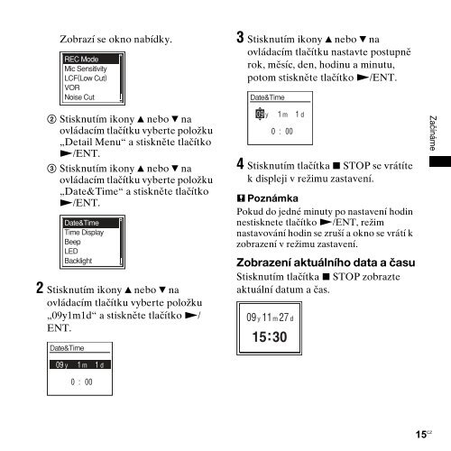 Sony ICD-UX300 - ICD-UX300 Consignes d&rsquo;utilisation Tch&egrave;que