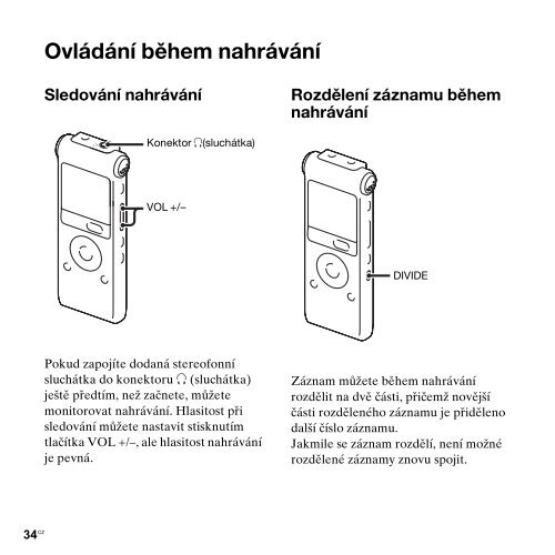 Sony ICD-UX300 - ICD-UX300 Consignes d&rsquo;utilisation Tch&egrave;que