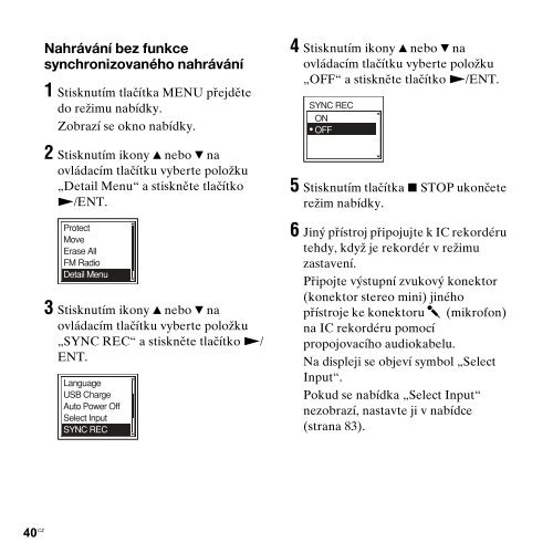 Sony ICD-UX300 - ICD-UX300 Consignes d&rsquo;utilisation Tch&egrave;que