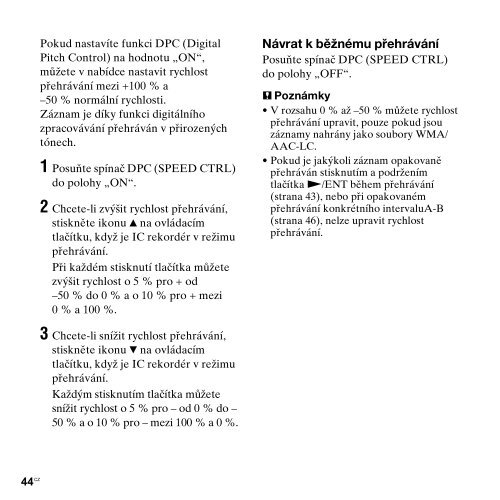 Sony ICD-UX300 - ICD-UX300 Consignes d&rsquo;utilisation Tch&egrave;que